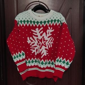 Cozy Holiday Red and White Sweater